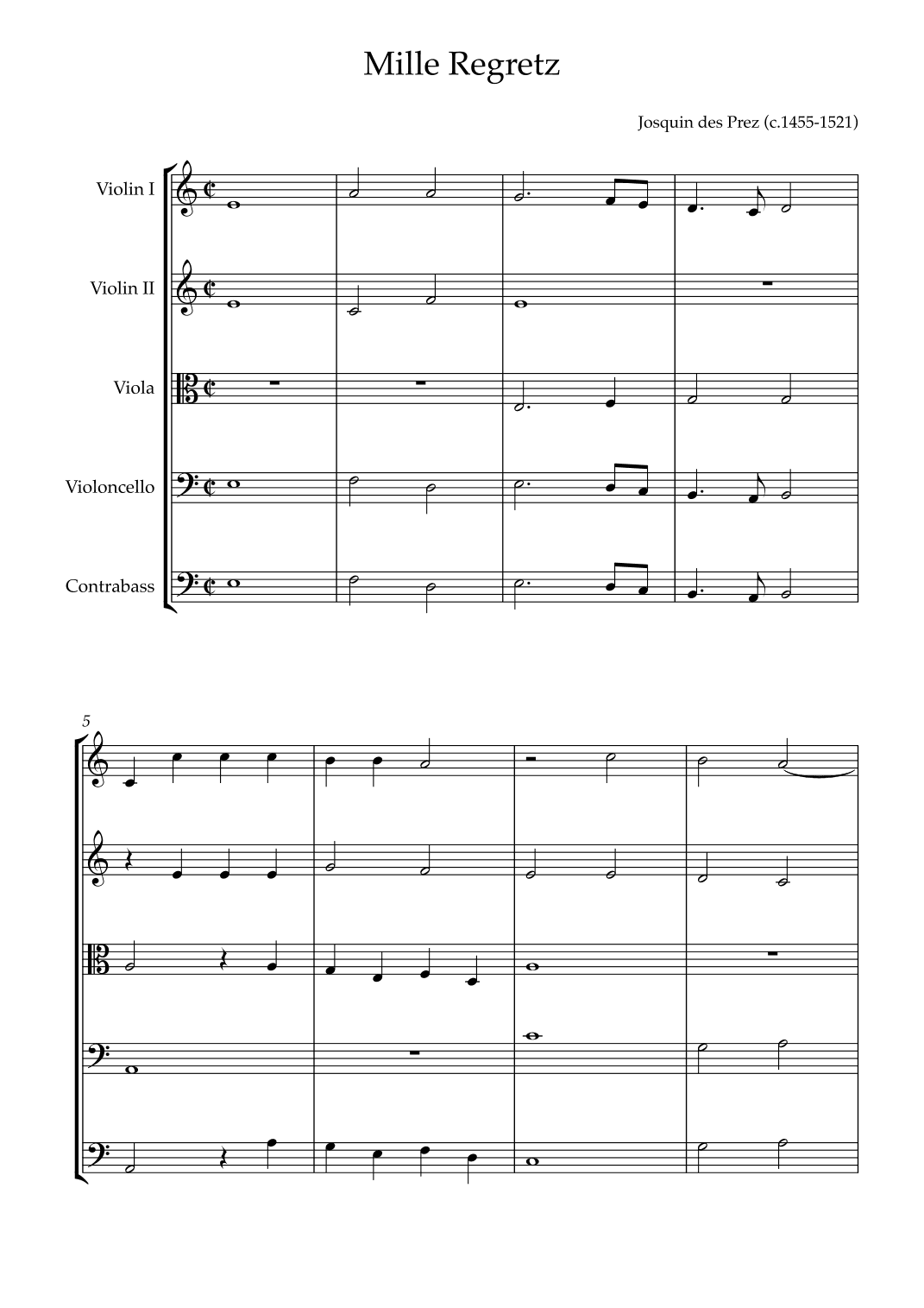 Mille Regretz (arr. Karen Gueiros)