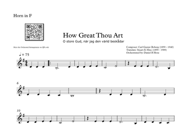 How Great Thou Art - "O store Gud." - Easy Horn F (arr. Daniel H Rosa)