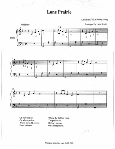 American Cowboy Song "Lone Prairie" (easy) (arr. Lana Smith)