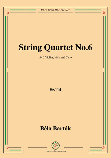 Bartók-String Quartet No.6,Sz.114 (arr. OSM Press)