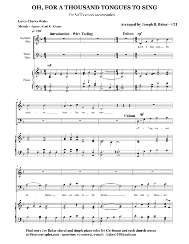 Oh For a Thousand Tongues to Sing (arr. Joseph B. Baker)