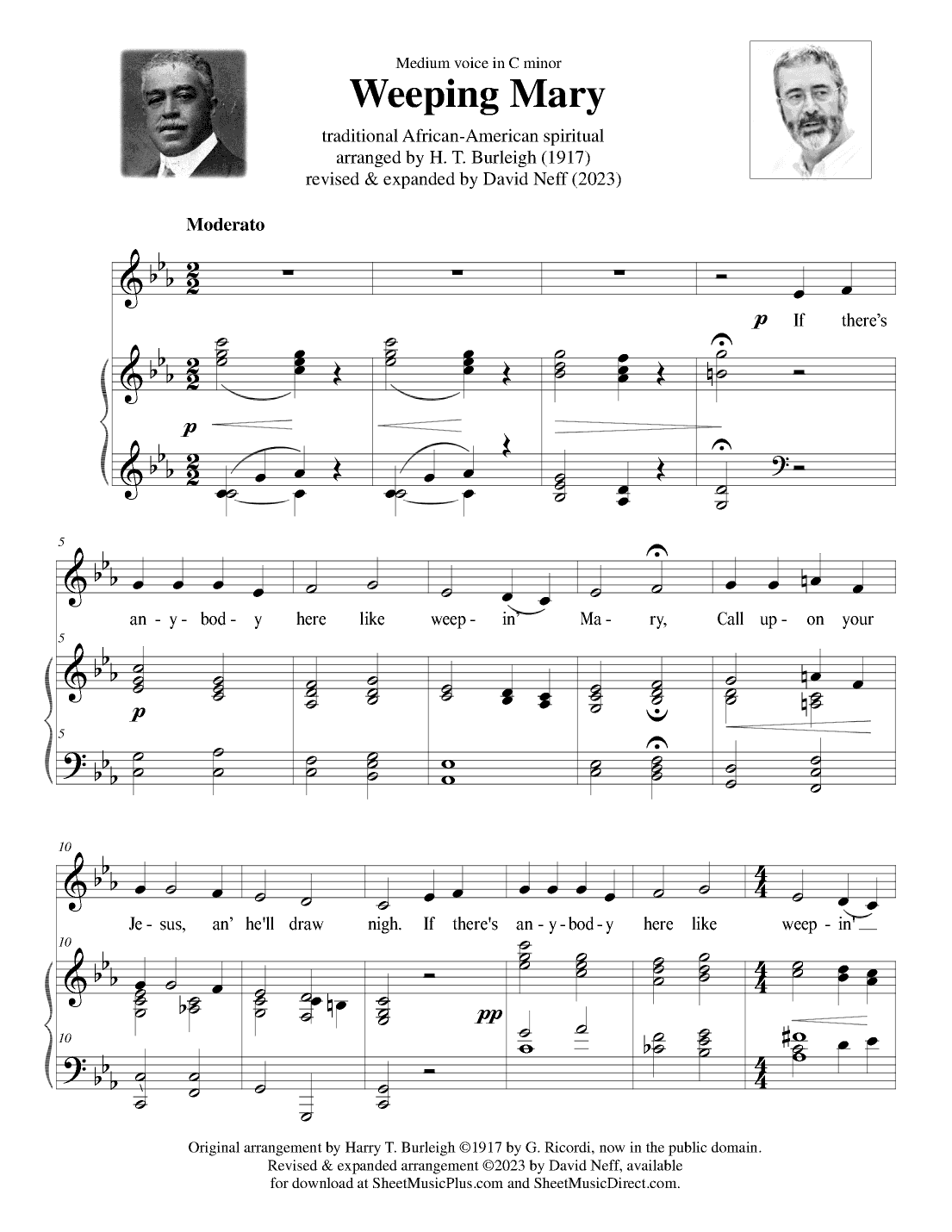 Weepin' Mary (medium voice) (arr. H. T. Burleigh and David Neff)