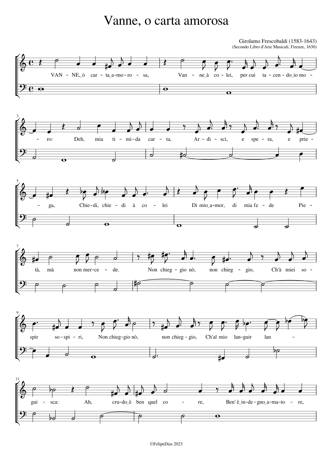 Vanne o carta amorosa (arr. Early Music Scores)