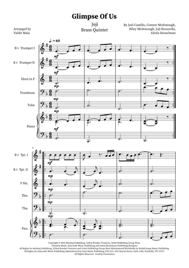 Glimpse Of Us (arr. Valdir Maia)