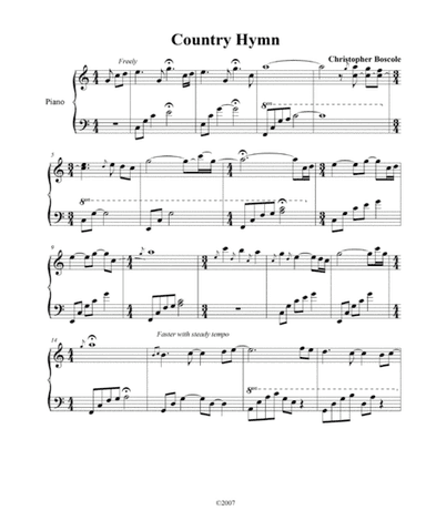 Country Hymn Piano Solo by Christopher Boscole