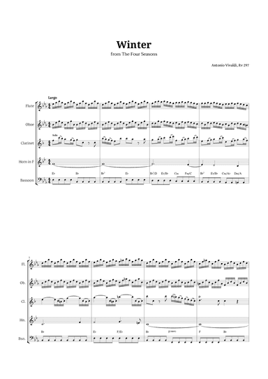 Largo from Winter by Vivaldi for Woodwind Quintet with Chords (arr. Langanho)