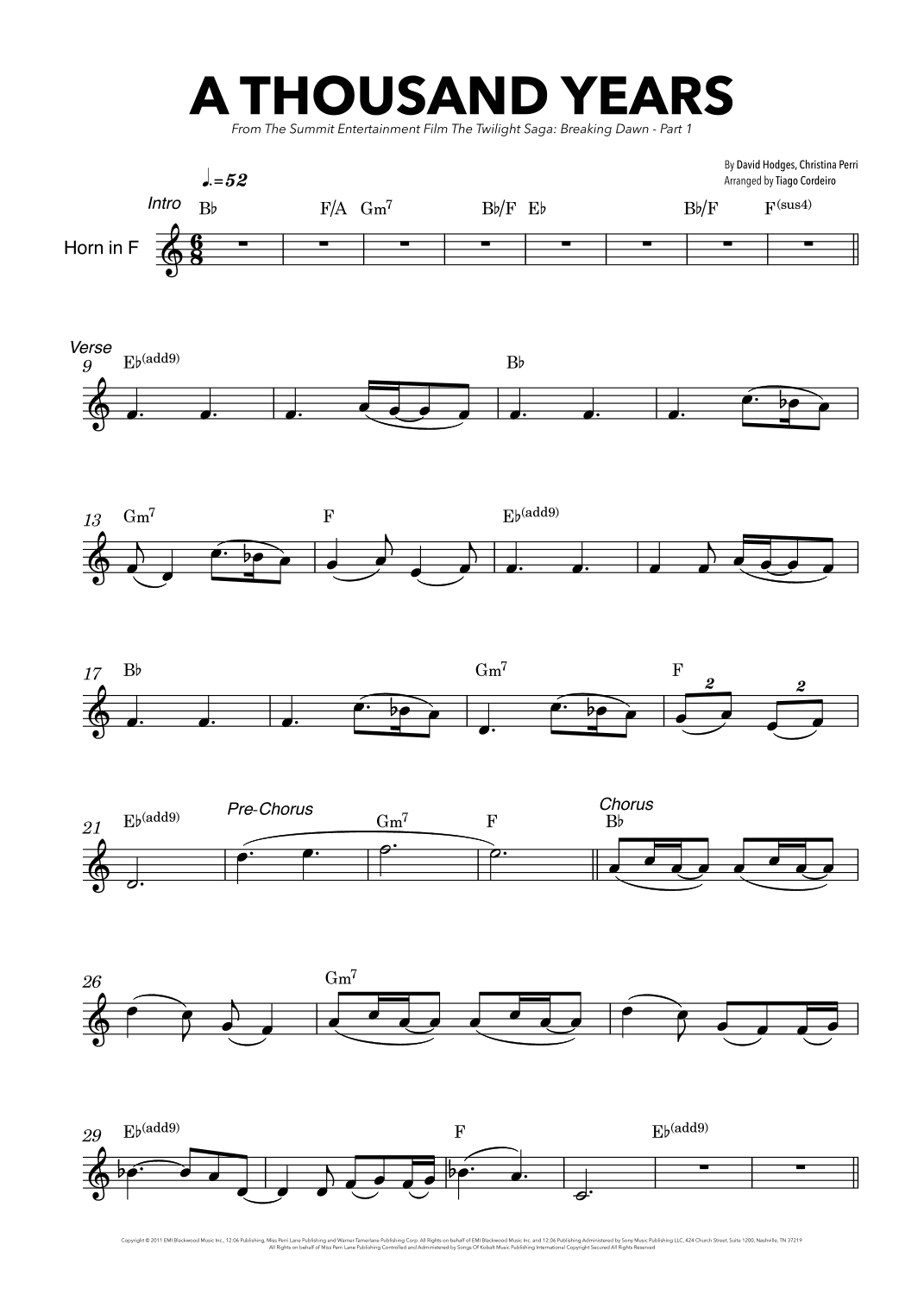 A Thousand Years (arr. Tiago Cordeiro)