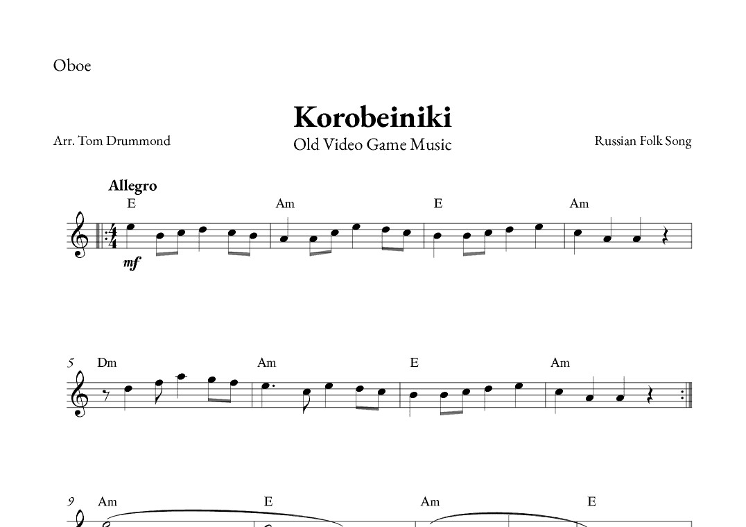 Korobeiniki (arr. Tom Drummond)