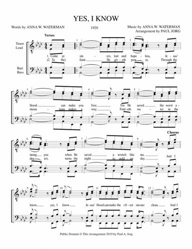 YES, I KNOW (arr. Paul A. Jorg)