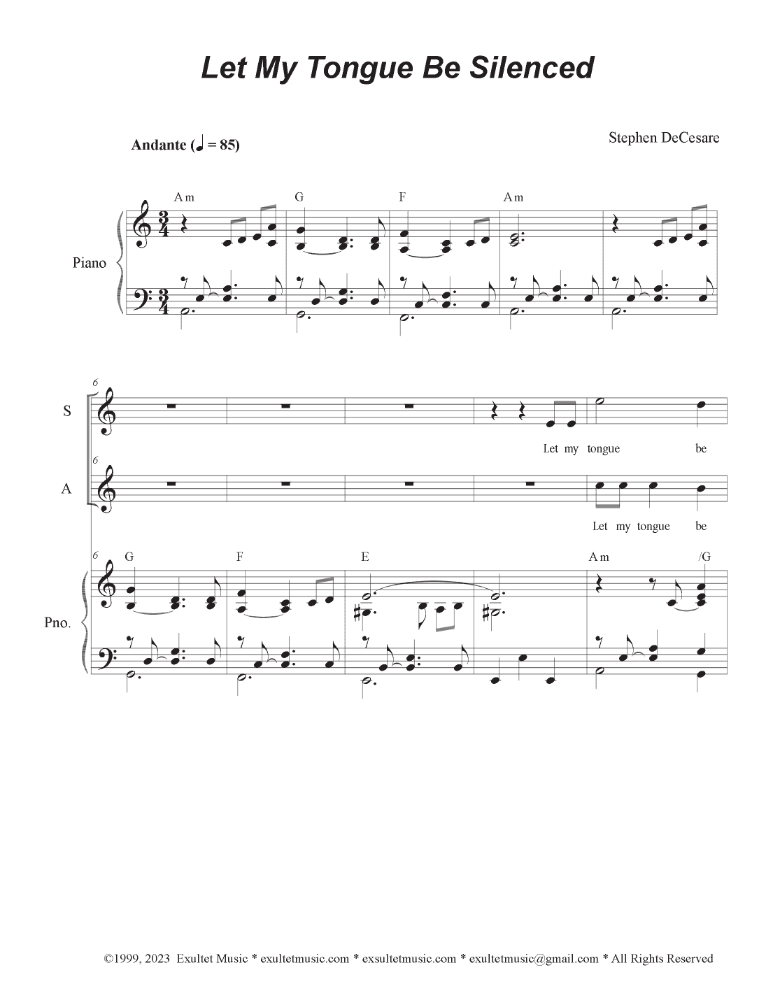 Let My Tongue Be Silenced (2-part choir - (SA)