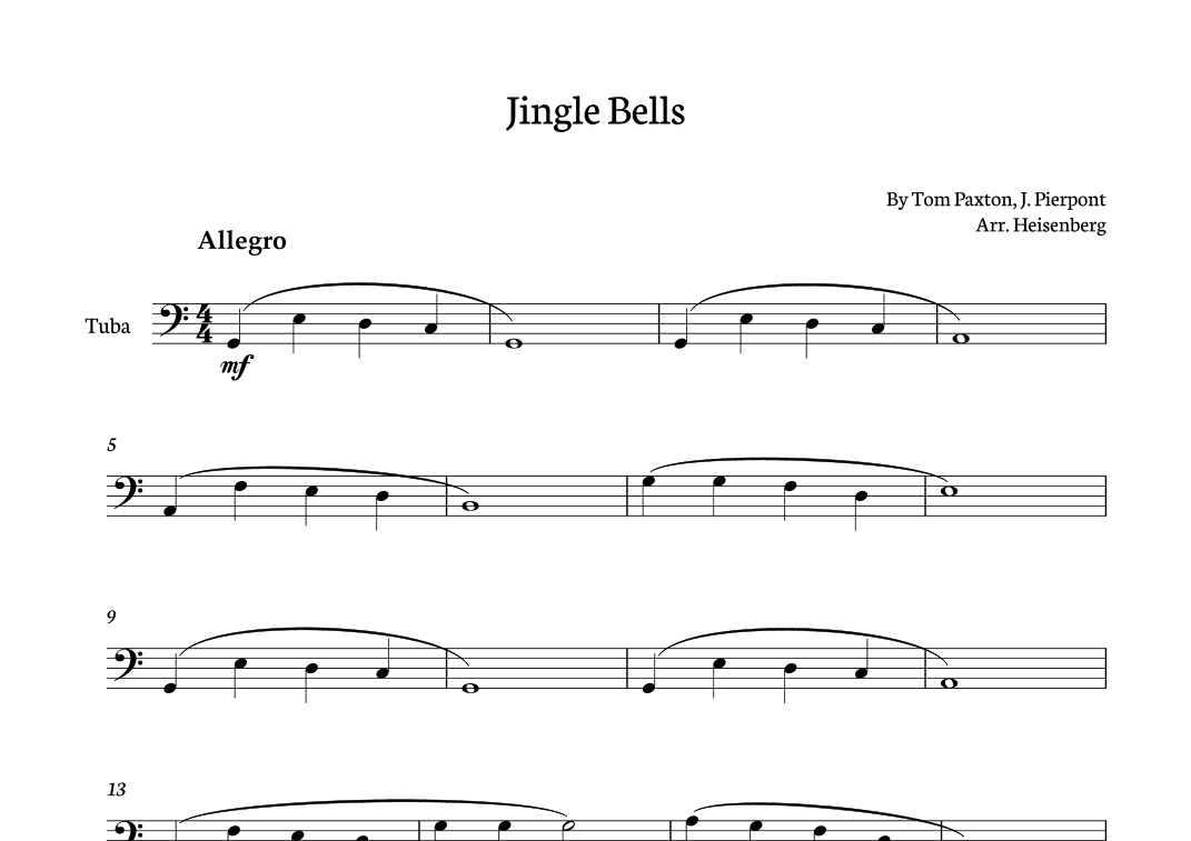 Jingle Bells for Tuba (arr. Heisenberg)