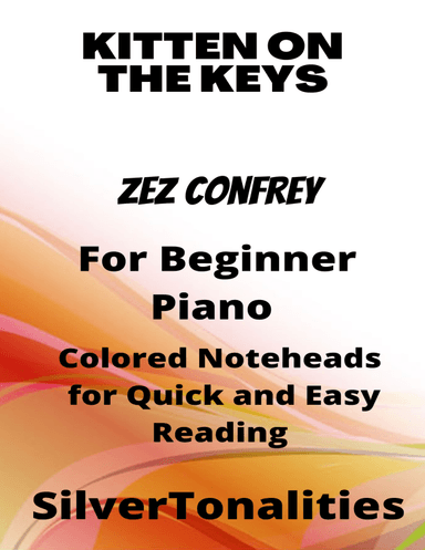 Kitten on the Keys Beginner Piano Sheet Music with Colored Notation (arr. SilverTonalities)