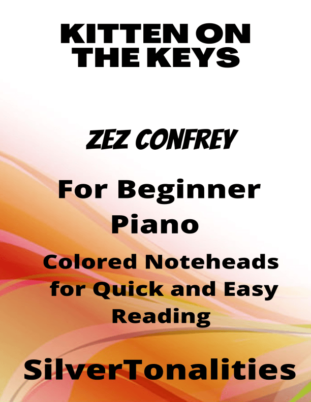 Kitten on the Keys Beginner Piano Sheet Music with Colored Notation (arr. SilverTonalities)