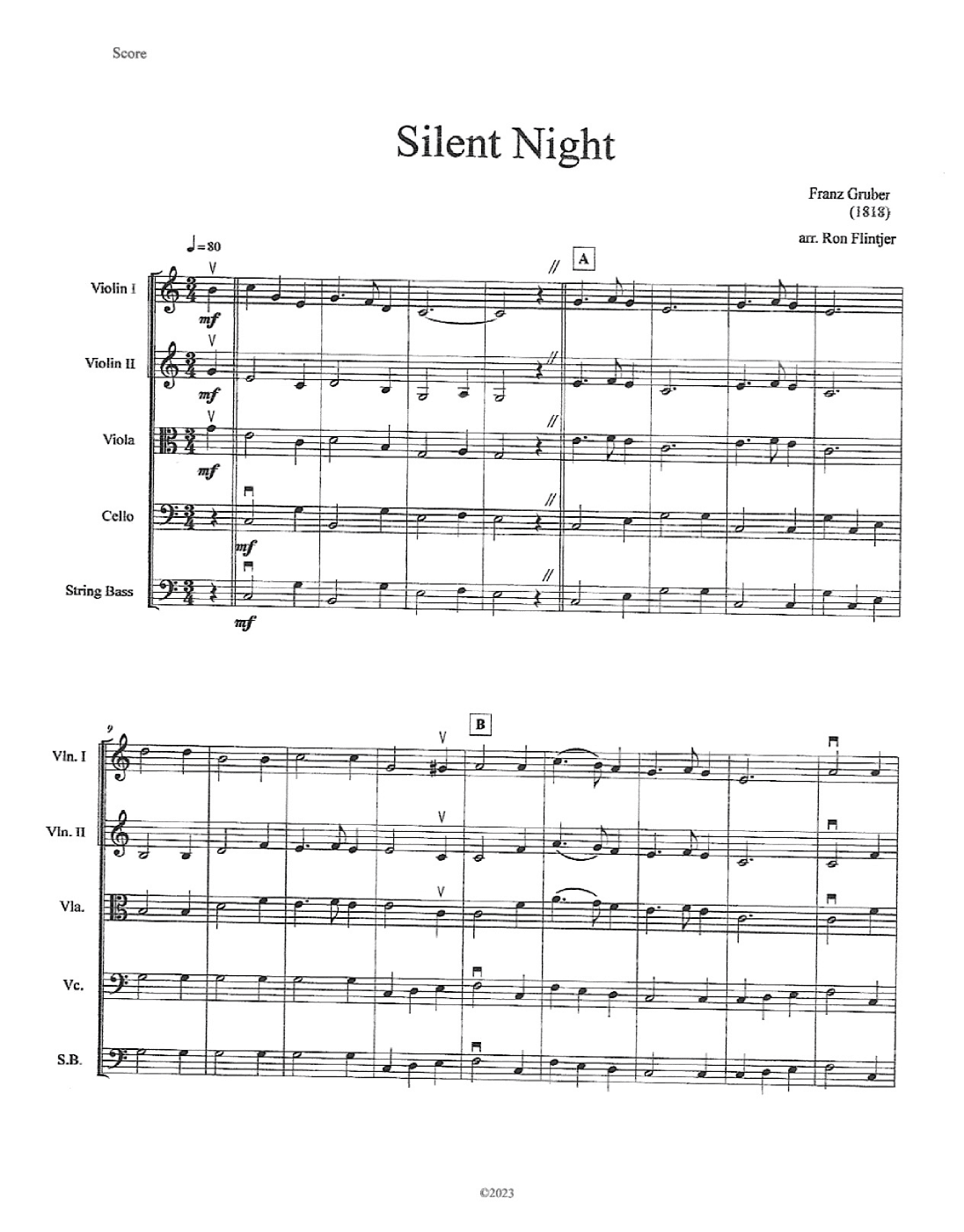 Silent Night (arr. Ron Flintjer)