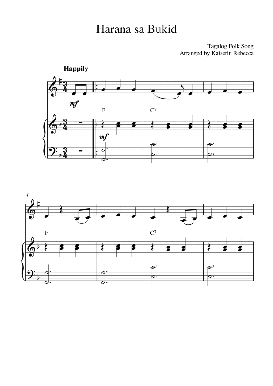 Harana sa Bukid (for trumpet in B flat solo and piano accompaniment) (arr. Kaiserin Rebecca)