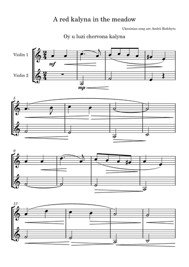 A red kalyna in the meadow (Oy u luzi chervona kalyna) (arr. Andrii Redchyts)