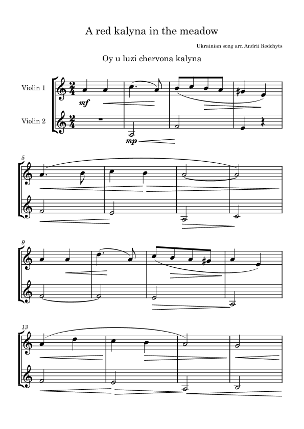 A red kalyna in the meadow (Oy u luzi chervona kalyna) (arr. Andrii Redchyts)