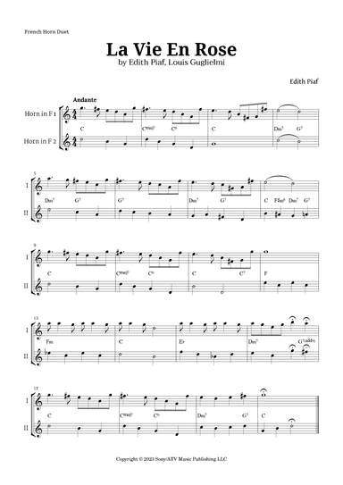 La Vie En Rose (arr. Langanho)