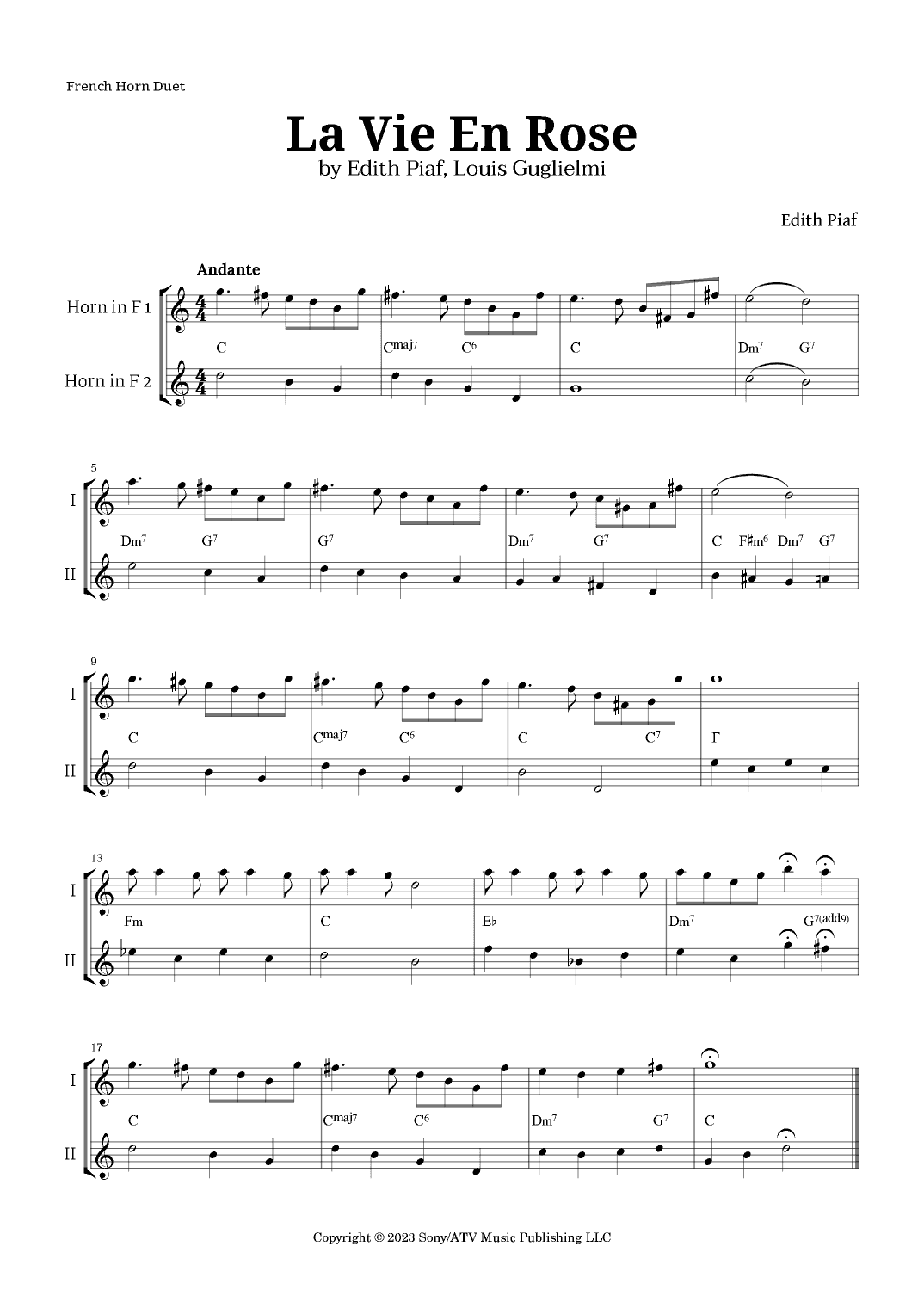 La Vie En Rose (arr. Langanho)