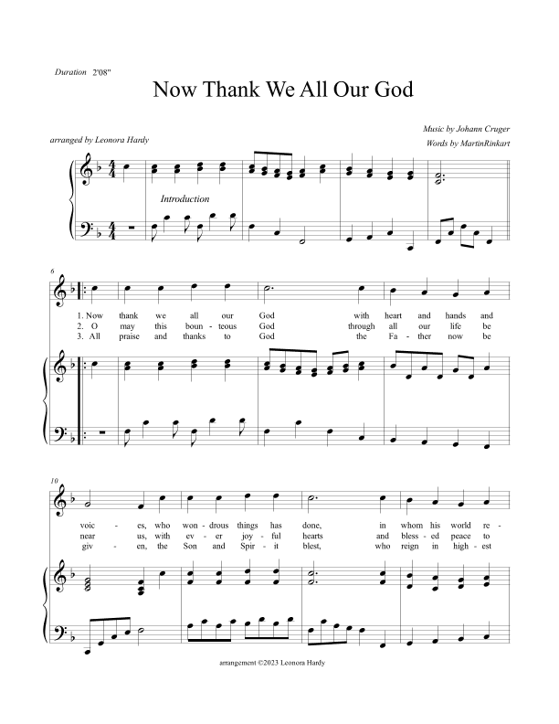 Now Thank We All Our God (Thanksgiving) (arr. Leonora Hardy)