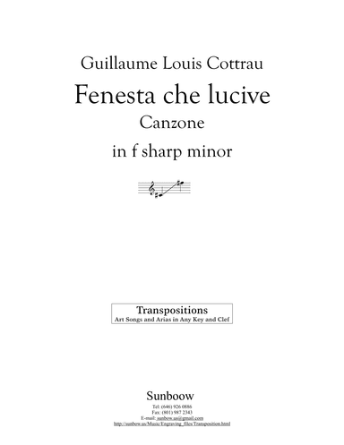 Cottrau: Fenesta che lucive (transposed to f sharp minor) (arr. Sunbow)