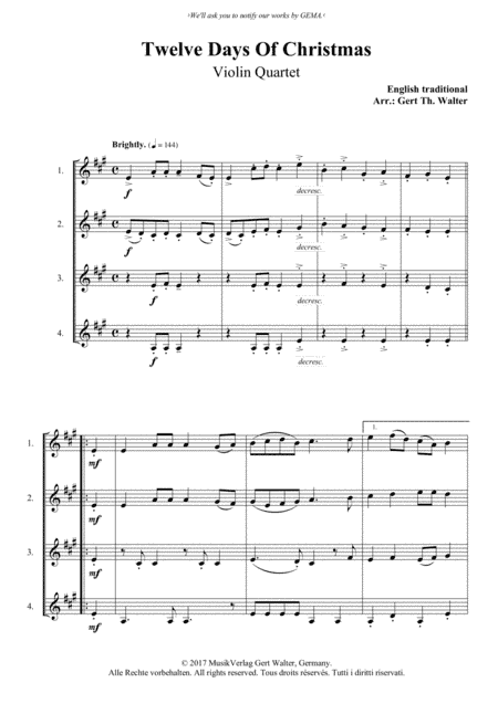 Twelve Days Of Christmas (arr. Gert Th. Walter)