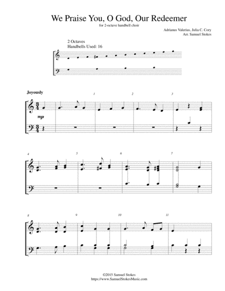 We Praise You, O God, Our Redeemer - for 2-octave handbell choir (arr. Samuel Stokes)