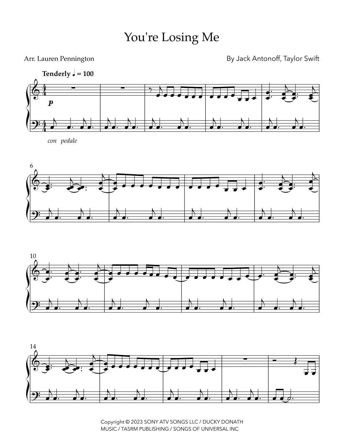 You're Losing Me (arr. Lauren Pennington)