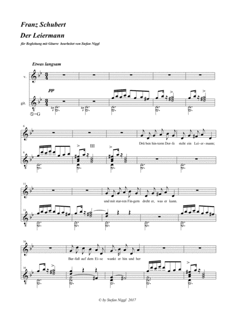 Der Leiermann for medium voice and guitar ( g minor ) (arr. Stefan Niggl)