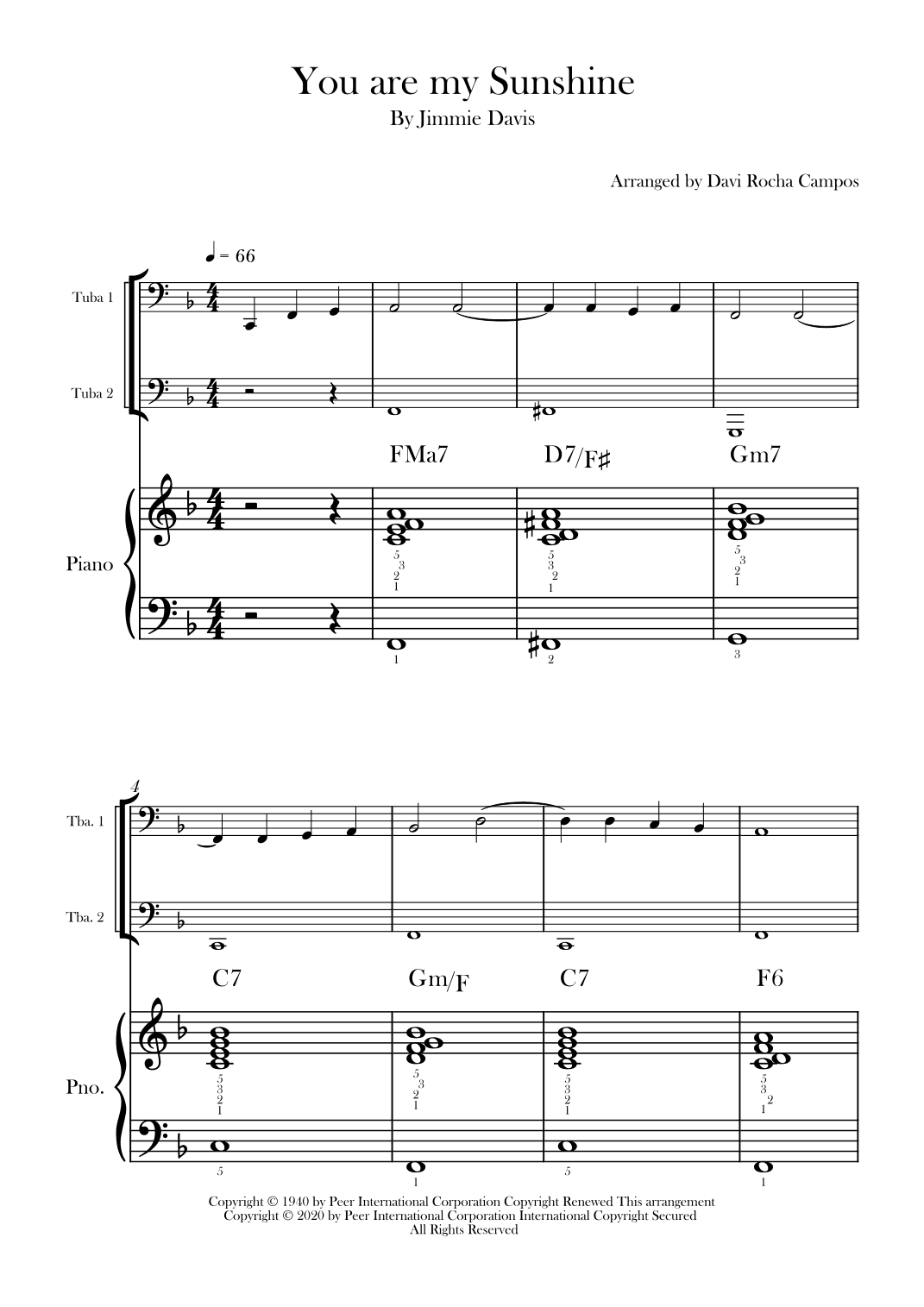 You Are My Sunshine (arr. Davi Rocha Campos)