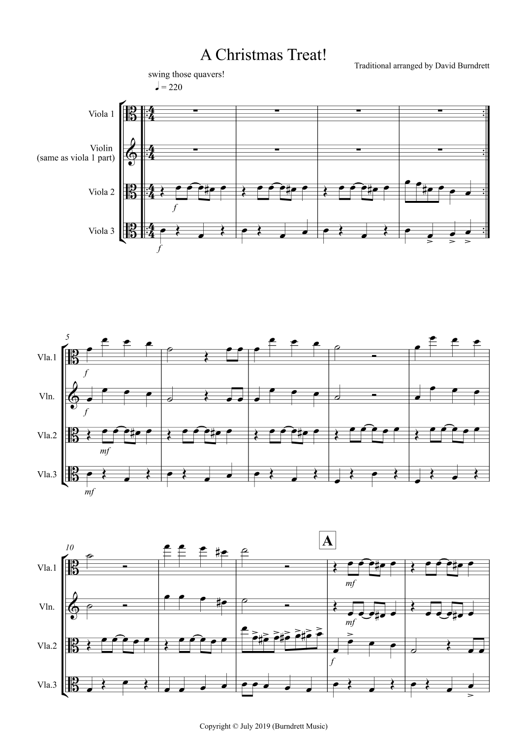A Christmas Treat! for Viola Trio (arr. David Burndrett)