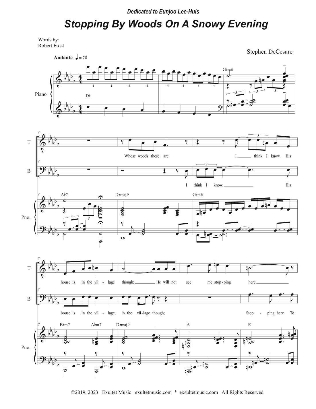 Stopping By Woods On A Snowy Evening (Duet for Tenor and Bass Solo)