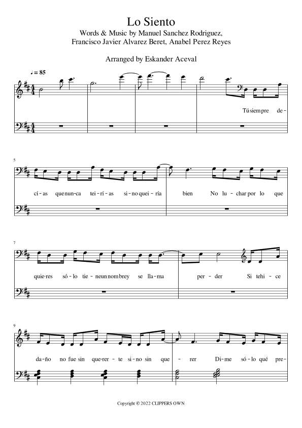 Lo Siento (arr. Eskander Aceval)