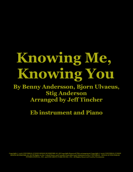 Knowing Me, Knowing You (arr. Jeff Tincher)
