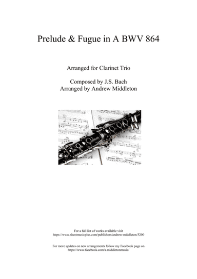 Prelude and Fugue in A BWV 864 arranged for Clarinet Trio (arr. Andrew Middleton)