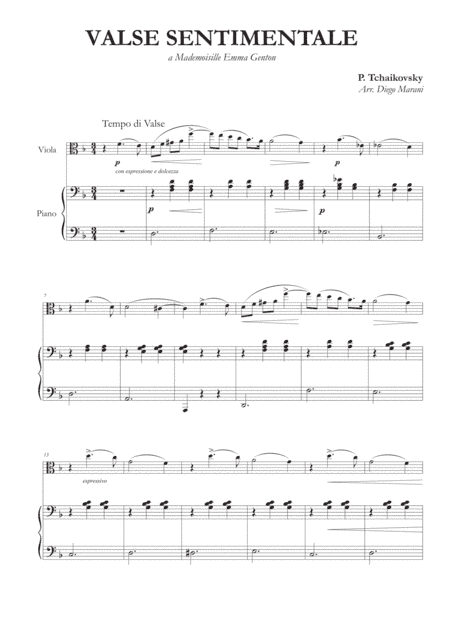 Valse Sentimentale for Viola and Piano (arr. Diego Marani)