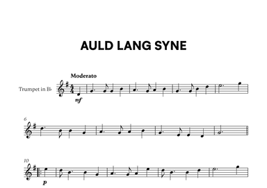 Traditional - Auld Lang Syne for Trumpet in Bb Solo (arr. Cadenza Editions)