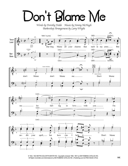Don't Blame Me (arr. Larry Wright)