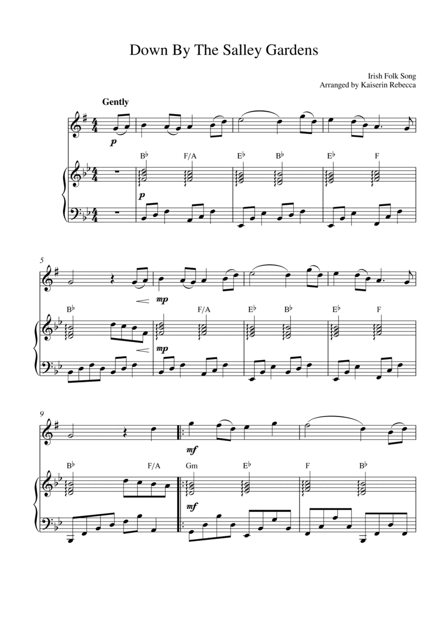 Down By The Salley Gardens (for alto saxophone solo and piano accompaniment) (arr. Kaiserin Rebecca)
