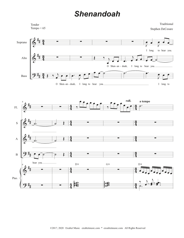 Shenandoah (Vocal Trio - (SAB) (arr. Stephen DeCesare)