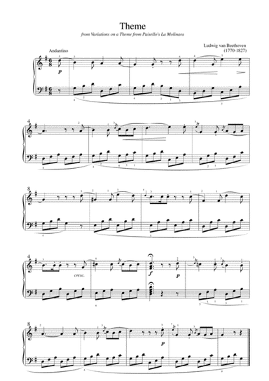 Beethoven - Theme from Paisello's La Molinara (Easy piano arrangement) (arr. MPS)