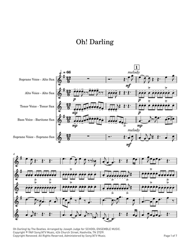 Oh! Darling (arr. Joseph Judge)