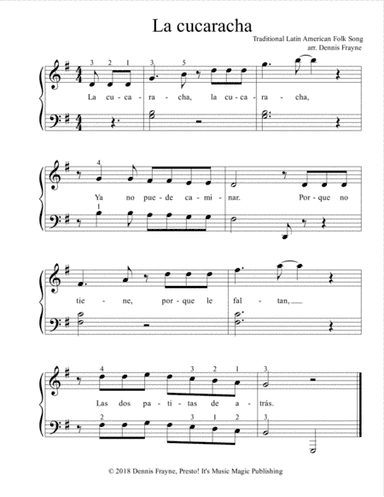 La cucaracha (standard notation) (arr. Dennis Frayne)