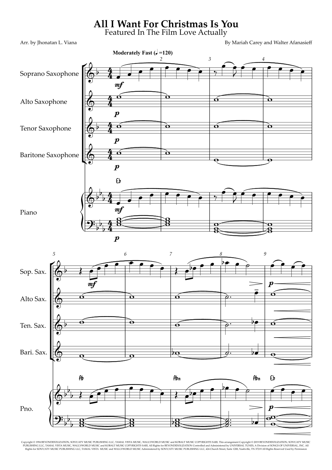 All I Want For Christmas Is You (arr. Jhonatan Lucio Viana)