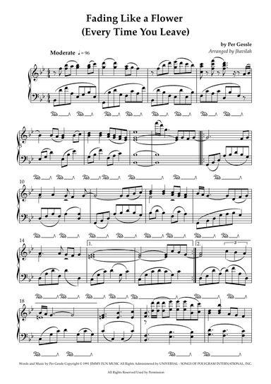 Fading Like A Flower (every Time You Leave) (arr. Jhavilah)