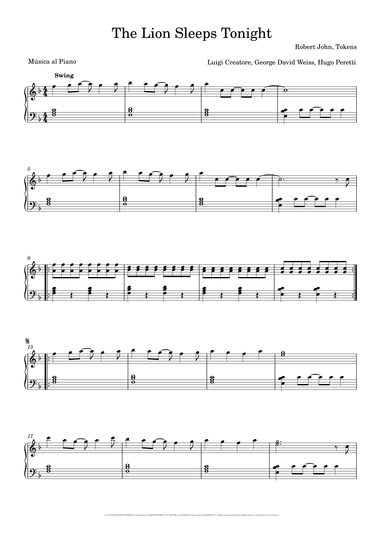 The Lion Sleeps Tonight (arr. Música al Piano)