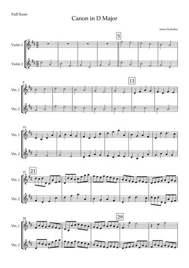 Canon in D Major (Johann Pachelbel) for Violin Duo (arr. Fabio Britto)