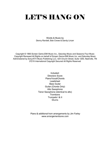 Let's Hang On (arr. Jim Farley www.arrangementsone.com)