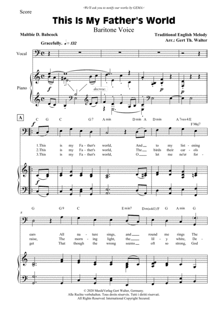 This Is My Father's World (arr. Gert Th. Walter)