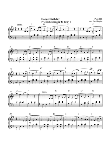 Happy Birthday Song ("Good Morning to You") (arr. Paul Taylor)